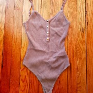 Love Tree Tan Ribbed Bodysuit